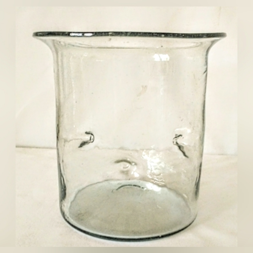 XL Hand Blown Bubble Glass Vase or Pillar Candle Holder